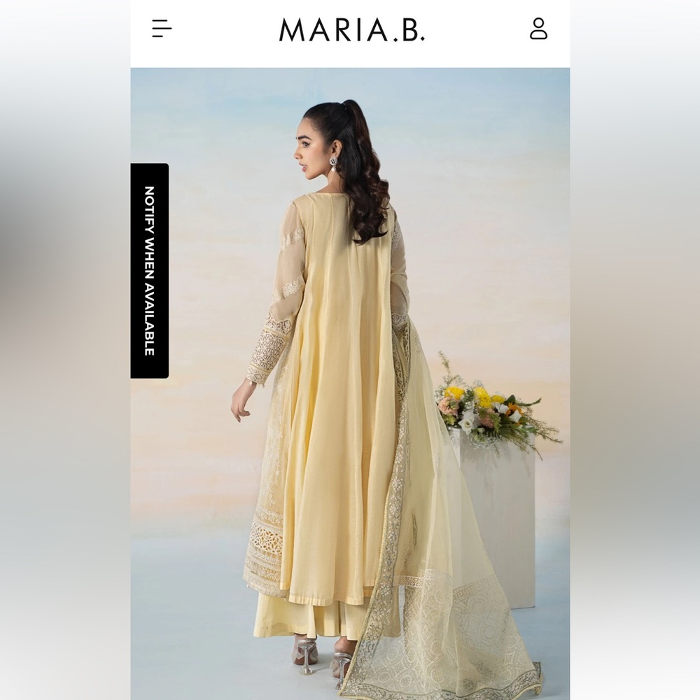 Maria B designer Pakistani Dress Set in butter yellow luxury pret - Picture 5 of 11
